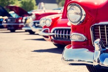 Vintage Classic Cars At Car Show