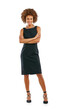 Business woman in full body portrait, arms crossed with success and vision isolated on transparent or png background. Corporate lawyer, female with professional mindset and smile with confidence