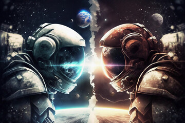 a space war, aliens vs astronauts, generative ai
