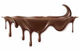 Textura de chocolate pingando realista. Borda isolada de vetor de creme de chocolate derretido líquido para bolo. 3d