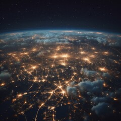 Wall Mural - Earth at night with city lights. Generative AI
