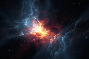 Wall Mural - supernova nebula and stars in space illustration. generative ai