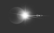 White, digital lens flare and light isolated on png or transparent background with bokeh and streak. Glow, shine and star with circle beam, lighting and bright with spark, glowing and abstract