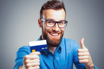 Young brown-haired man with a beard wearing casual clothes smiling happy and positive, thumb up doing excellent and approval sign.