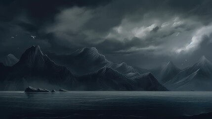 Wall Mural - Dark and stormy mountain range