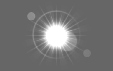 Wall Mural - white, lens flare and isolated on transparent background graphic with sunshine art, sunrise or morni