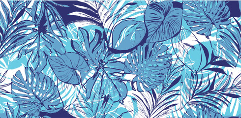 Wall Mural - Summer pattern. Tropical leaves pattern perfect for textiles and decoration