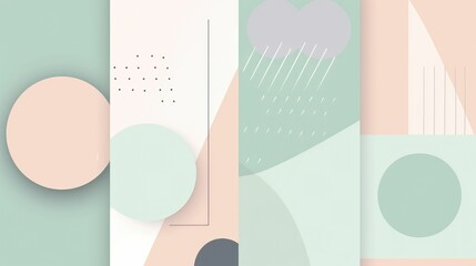 Canvas Print - Minimalist geometric wallpaper with pastel colors