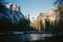Yosemite National Park. Generative AI.