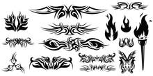 Tribal Tattoo Vector Set, Icon, Symbol, Logo, Clipart, Isolated. Vector Illustration. Vector Illustration Isolated On White Background.