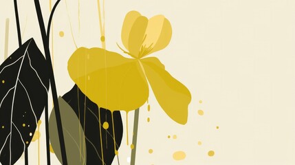 minimalist botanical illustration with vibrant colors