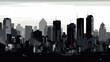 Detailed monochromatic cityscape silhouette
