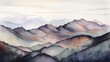 Watercolor painting of soothing mountain range