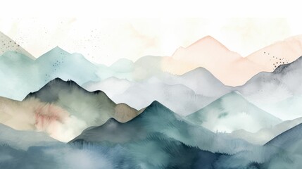 Wall Mural - Watercolor painting of a mountain range