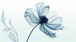 Monochromatic skinny lines flower illustration in blue