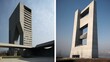 Futuristic monolithic structures in modernist design
