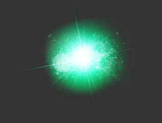 Wall Mural - green, digital lens flare and light isolated on png or transparent background with sparkle and strea
