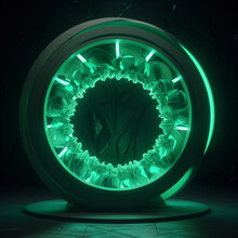 Futuristic Green Ring Led Light Halo Generative Ai