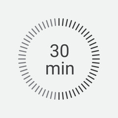 Poster - 30 minutes digital timer stopwatch icon vector for graphic design, Timer 30 mins icon, 30 minutes digital timer