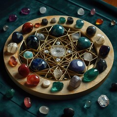 Wall Mural - sacred geometry crystal assortment Generative AI, Generative, AI