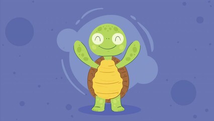 Poster - cute turtle standing walking animation