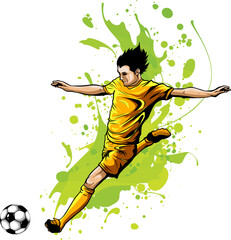 Wall Mural - football Soccer player kicking ball. Vector illustration