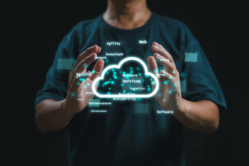 Poster - A consultant markets cloud computing resources and services, enabling remote access and storage of data and applications, for cost-effective and flexible business solutions.