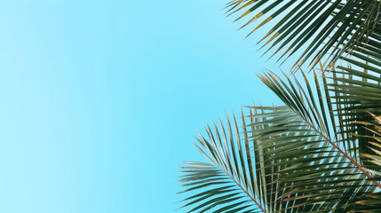 Collection of tropical leaves, foliage plant in blue color with space background
