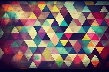 Poster - vibrant triangle pattern background. Generative AI