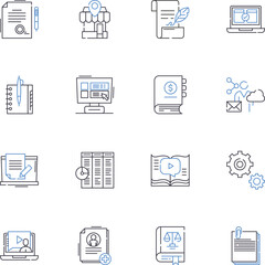 E-schooling line icons collection. Virtual, Distance, Online, Digital, Remote, E-learning, Education vector and linear illustration. Technology,Web-based,Internet outline signs set