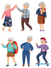Wall Mural - Set of old people characters
