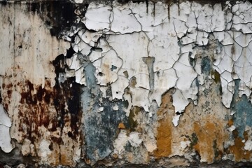 Wall Mural - weathered and deteriorating wall with chipping and peeling paint. Generative AI