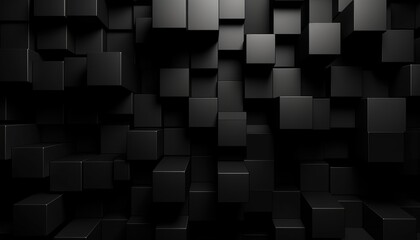 Poster - Cube patterns, black background, abstract background, shiny metal, matte metal, red and blue metal background, Generative Ai