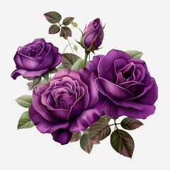 purple roses on white background