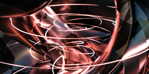 Poster - metallic object with laser lights 3d render illustration