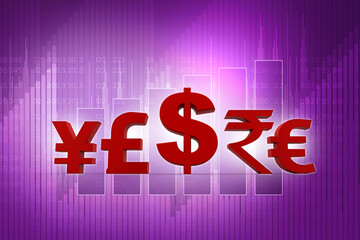 Poster - 3d rendering Global Currencies sign