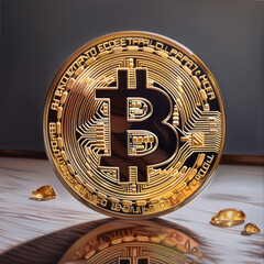 Aufkleber - Bitcoin on abstract background. generative ai.