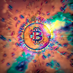 Aufkleber - Bitcoin on abstract background. generative ai.