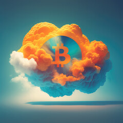 Aufkleber - Bitcoin on clou background. generative ai.