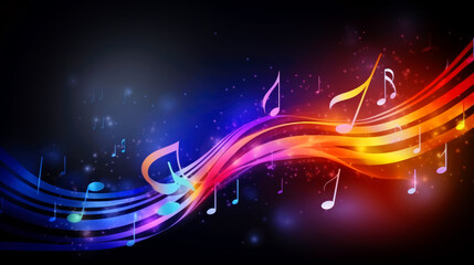 Fototapete - Music notes on abstract background. generative ai.