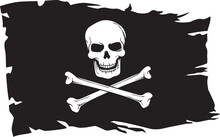 Pirate Flag With Skull And Cross Bones (Jolly Roger). Vector Illustration.