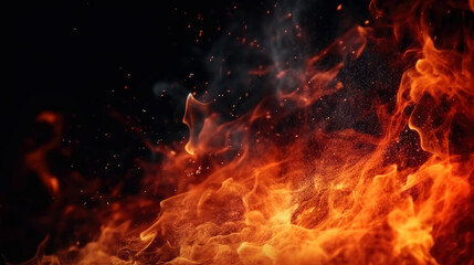 Poster - Beautiful fire background, generative ai.