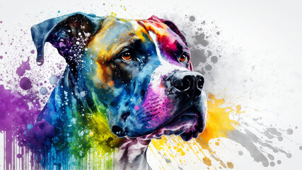 Aufkleber - illustration of watercolor dog, abstract watercolor background, generative ai.