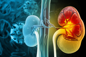 Wall Mural - Chronic kidney disease. 3d illustration