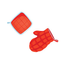 Concept Cooking Pot Holder. This Illustration Depicts A Flat, Vector, And Cartoon-style Red Pot Holder Designed For Cooking Bakery. Vector Illustration.