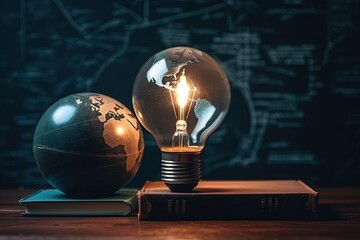 Wall Mural - innovative learning idea light bulb creadive educational concept technology illustration generative ai