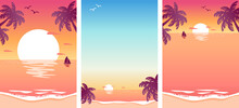 Sunset Sea Landscape Banner Set