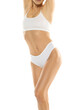 © vladimirfloyd - Slim woman in top form, perfect body shape. Parts of woman body in underwear, white background shoot.
