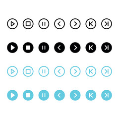 Sticker - Audio player vector icon set. Media player interface