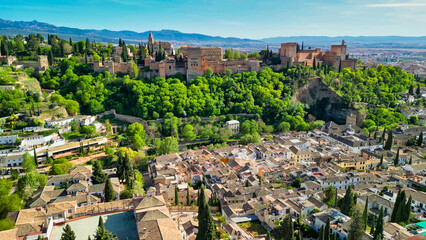 Poster - Granada, Andalusia. Aerial view of the city homes and streets